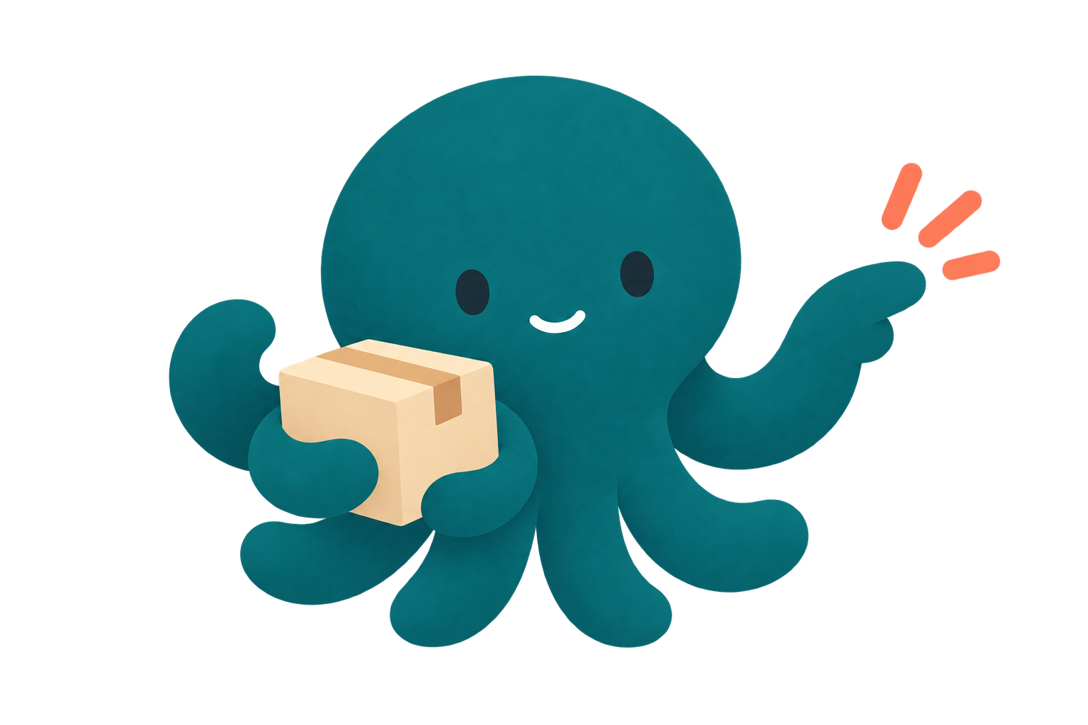 Le compagnon Tentali, un poulpe turquoise souriant qui vous fait signe